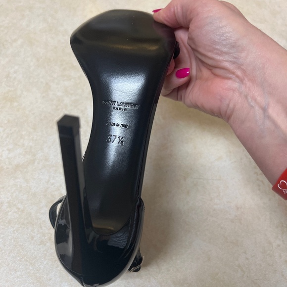 YSL black patent sandals 4” heel size 37 1/2 - Picture 3 of 4